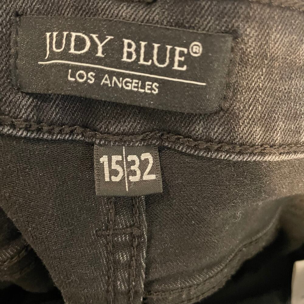 Judy Blue Jeans Skinny Fit Buffalo Patch Black-washed Distressed sz15/32 - Picture 4 of 16